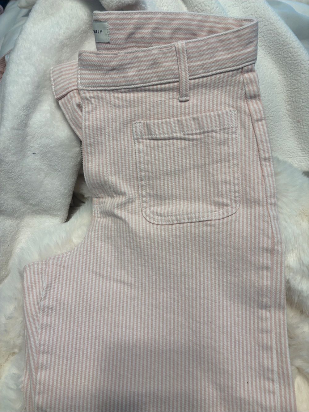 Madewell Pink Striped Cropped Pants